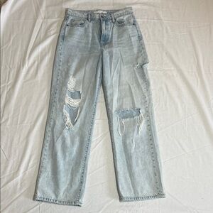 Altar'd State Light Blue Ripped Straight Leg Jeans
